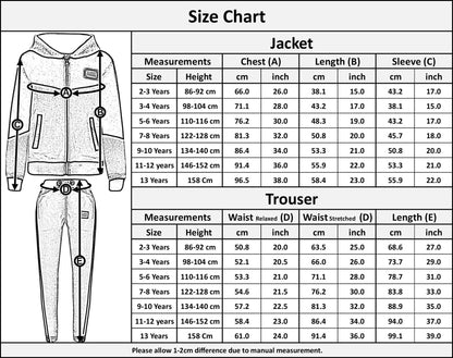 Boys Girls Tracksuit Fleece Hoodie Top Joggers Bottom Suit Set Age 2-13 years