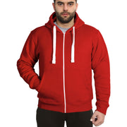 Mens Fleece Plain Zipper Hooded Long Sleeve Sweatshirt For Adults S-4XL