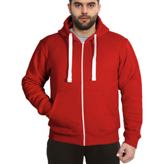 Mens Fleece Plain Zipper Hooded Long Sleeve Sweatshirt For Adults S-4XL