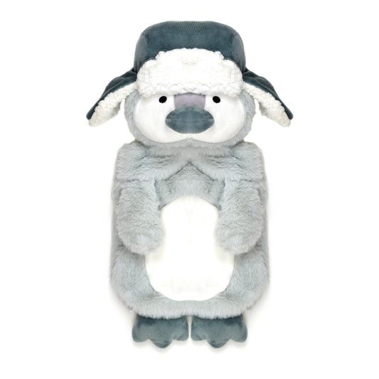 A2Z Hot Water Bottles 3D Animal Penguin 750ML Cosy Fleece Cover Heat Therapy