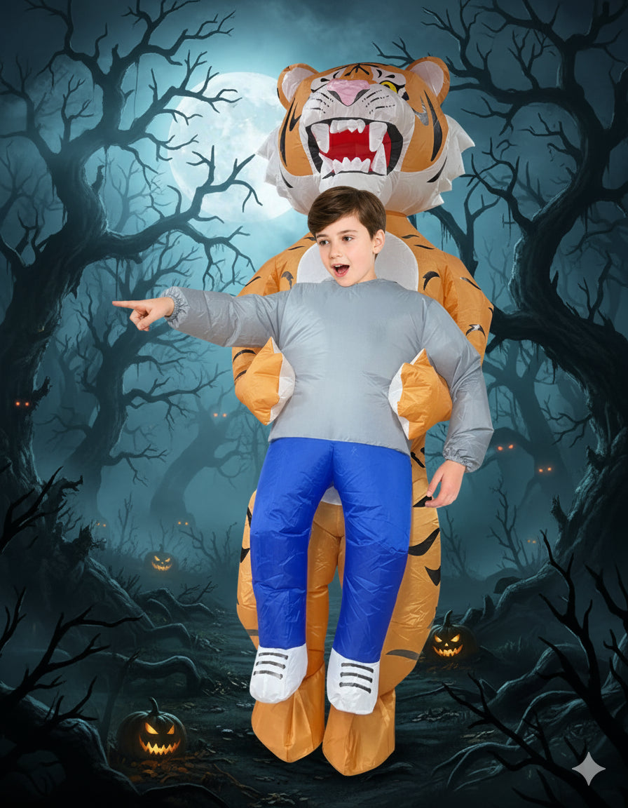 Kids Boys Girls Inflatable Tiger Halloween Costume Funny Blow Up Fancy Dress