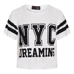 Girls Tops Kids Designer NYC Dreaming Trendy Crop & Fashion Legging Set 7-13 Yrs