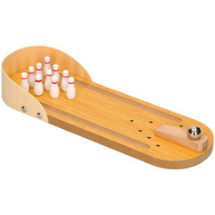 A2Z 4 Kids Mini Bowling Wooden Tabletop Toy Set Kids Miniature Skittles Game Set