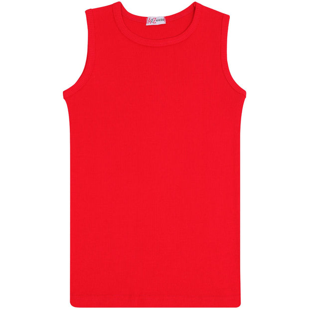 A2Z 4 Kids Kids Girls Ribbed Vest Top Designer's 100% Cotton Red Fashion Tank Tops T Shirts New Age 2 3 4 5 6 7 8 9 10 11 12 13 Years - A2Z 4 Kids