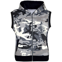 Kids Hooded Gilet Jacket Fleece Fabric No Sleeve Zipper Coat Boys Age 5-13 Year