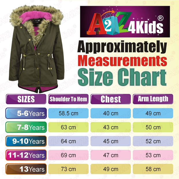 Kids Hooded Jacket Girls Fur Parka School Jackets Outwear Coat 5-13 Years