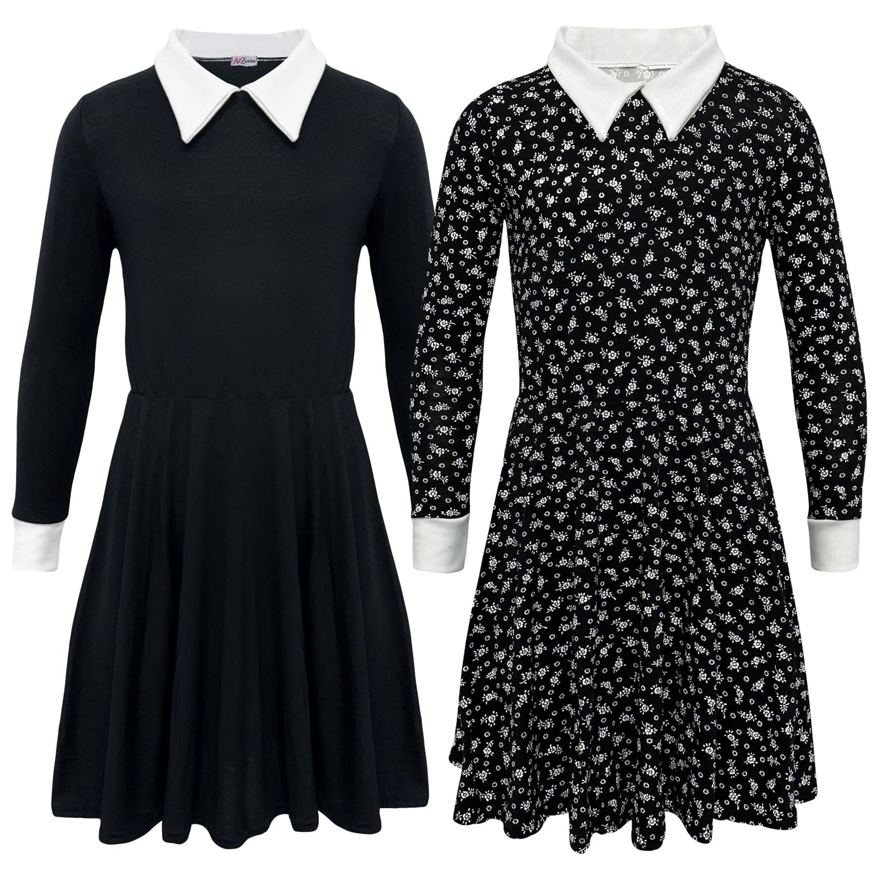 A2Z 4 Kids Girls Skater Dress Long Sleeves Peter Pan Collar Soft Comfortable Party Fashion Skater Dresses Age 7-13 Years - A2Z 4 Kids