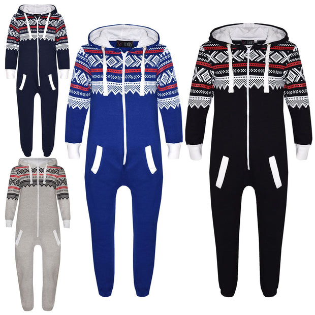 A2Z 4 Kids® Kids Fleece Onesie Girls Boys Aztec Snowflake Print All In One Jumsuit Playsuit Nightwear New Age 7 8 9 10 11 12 13 Years