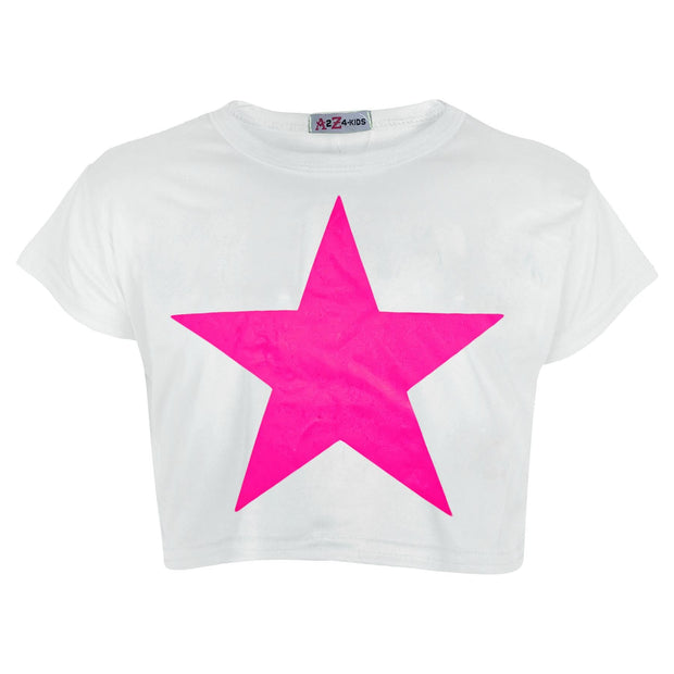 A2Z 4 Kids Girls Short Sleeves Crop Top Star Soft Feel Breathable Crop Top