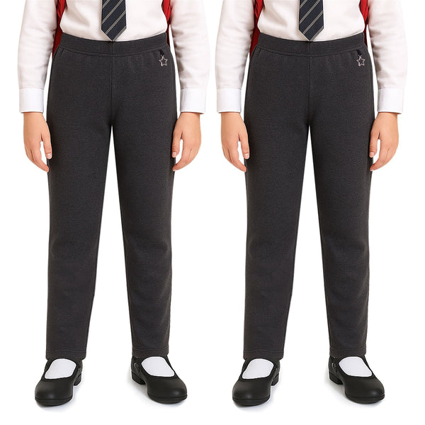 A2Z 4 Kids Girls 2 Pack Pants School Uniform Pull Up Regular Fit School Trousers