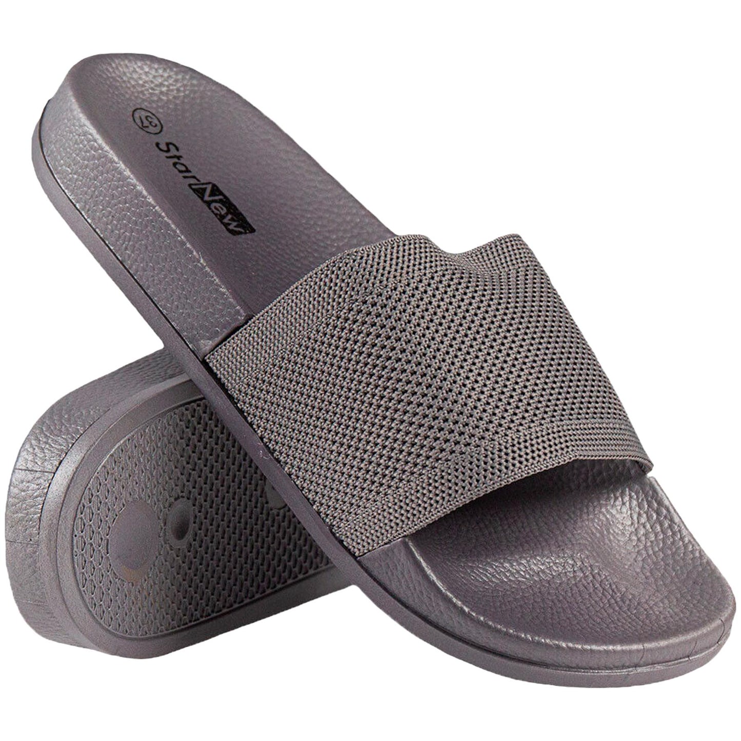 A2Z Womens Open Toe Knitted Effect Lightweight Flat Ladies Walking Sliders