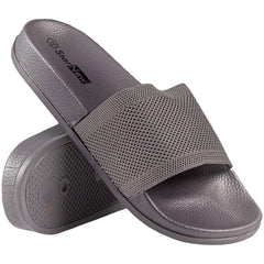 A2Z Womens Open Toe Knitted Effect Lightweight Flat Ladies Walking Sliders