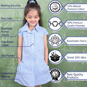 Kids Girls Gingham School Dress Check Printed Dresses With Matching Scrunchies - A2Z 4 Kids