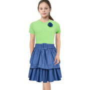 Kids Girls Summer Dress Casual Ruffle Party Dress Age 2-14