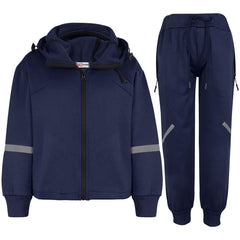 Kids Boys Tracksuit Reflective Taped Hooded Hoodie Bottom Jogging Suit Joggers