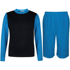 Kids Boys Long Sleeve Pyjamas Contrast T-Shirt Shorts loungewear Age 5-13 Years