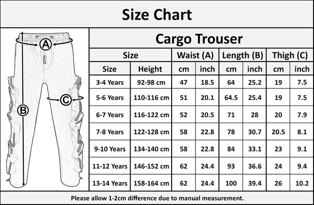Kids Girls Cargo Trousers Elasticated Waist Comfortable Joggers Casual Pants