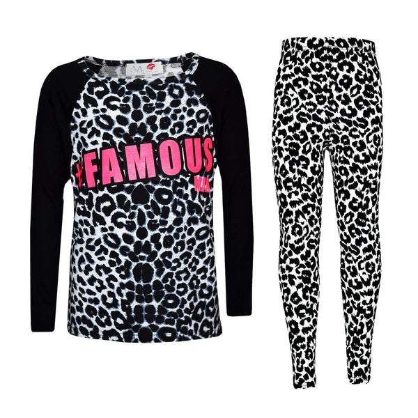 Kids Girls Famous Printed Stylish Top & Fashion Legging Set New Age 7-13 Years