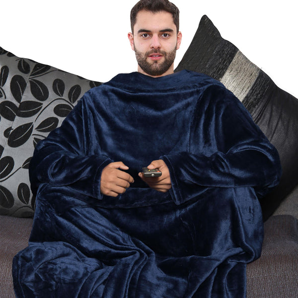 Unisex Men Ladies Wearable Snuggle Blanket with Sleeves Super Soft Warm Fleece