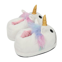 Kids 3D Animal Slippers Soft Plush Non Slip Sole Tiger Leopard Unicorn Shoes