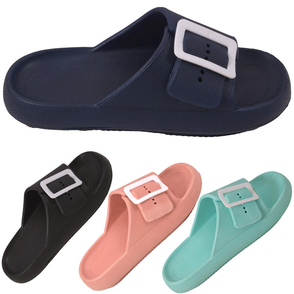 A2Z Girls Teens Open Toe Knitted Effect Lightweight Flat Ladies Walking Sliders