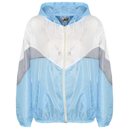 A2Z 4 Kids Girls Boys Windbreaker Waterproof Sky Blue Raincoat Jackets Contrast Panels Shower Resistant Lightweight Hooded Coat For Unisex New Age 5-13 Years