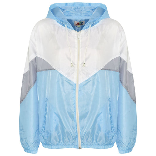A2Z 4 Kids Girls Boys Windbreaker Waterproof Sky Blue Raincoat Jackets Contrast Panels Shower Resistant Lightweight Hooded Coat For Unisex New Age 5-13 Years