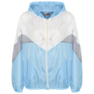 A2Z 4 Kids Girls Boys Windbreaker Waterproof Sky Blue Raincoat Jackets Contrast Panels Shower Resistant Lightweight Hooded Coat For Unisex New Age 5-13 Years