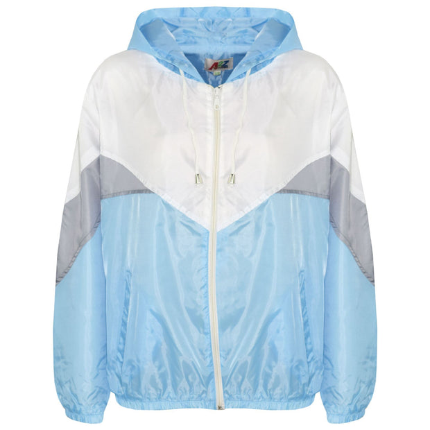 A2Z 4 Kids Girls Boys Windbreaker Waterproof Sky Blue Raincoat Jackets Contrast Panels Shower Resistant Lightweight Hooded Coat For Unisex New Age 5-13 Years