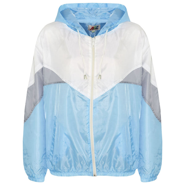 A2Z 4 Kids Girls Boys Windbreaker Waterproof Sky Blue Raincoat Jackets Contrast Panels Shower Resistant Lightweight Hooded Coat For Unisex New Age 5-13 Years