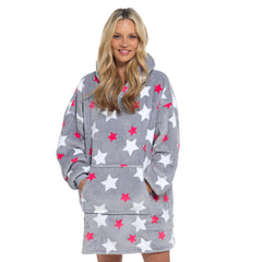 A2Z Ladies Oversized Hoodie Blanket Stars Sherpa Soft Fleece Hooded One Size