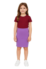 Kids Girls Plain Pencil Skirt Trendy Summer Clothing Sets Age 5-13 Years