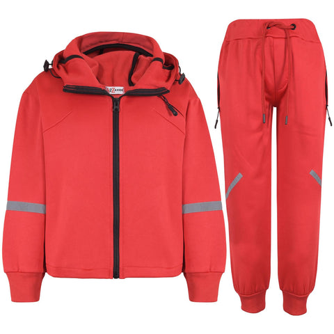 Kids Boys Tracksuit Reflective Taped Hooded Hoodie Bottom Jogging Suit Joggers