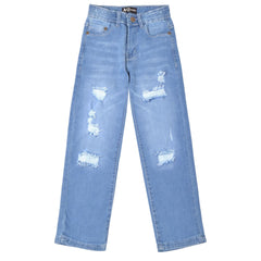 Kids Boys Relaxed Straight Fit Boot Cut Ripped Jeans for Teens Cotton Jeans 5-13
