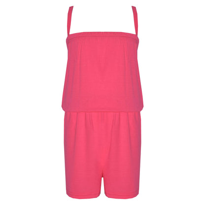 Kids Girls Plain Color Playsuit Trendy Summer All In One Jumpsuit New Age 5-13 Y