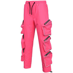 Kids Girls Cargo Trousers Elasticated Waist Comfortable Joggers Casual Pants