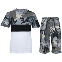 Kids Colour Contrast Panel Top & Shorts Set Summer Wear Girls Boys Age 5-13 yrs