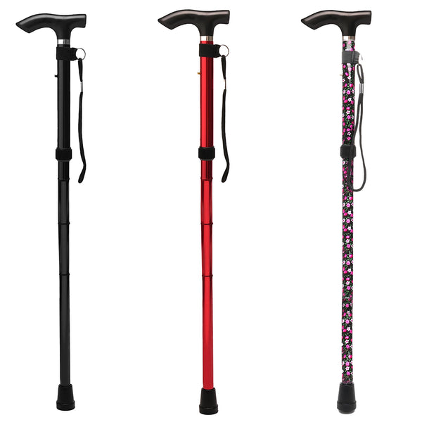 A2Z Unisex Lightweight Foldable Walking Stick Adjustable Height Ergonomic Handle