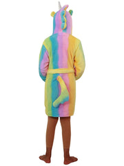 A2Z 4 Kids Super Soft 3D Animal Unicorn Rainbow Hooded Bathrobe Dressing Gown