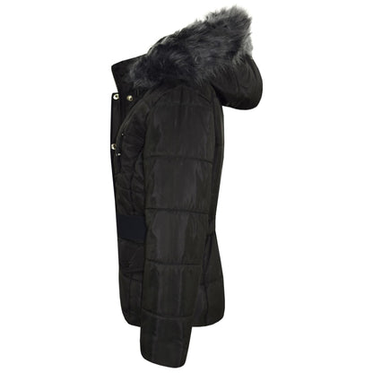 Kids Girls Puffer Jackets Faux Fur Hooded Zipped Belted Coats Age 5-13 Years