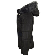 Kids Girls Puffer Jackets Faux Fur Hooded Zipped Belted Coats Age 5-13 Years