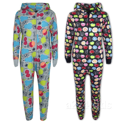 Kids Girls Boys Fruit Print Adorable Comfy Costume A2Z Onesie One Piece Pyjamas