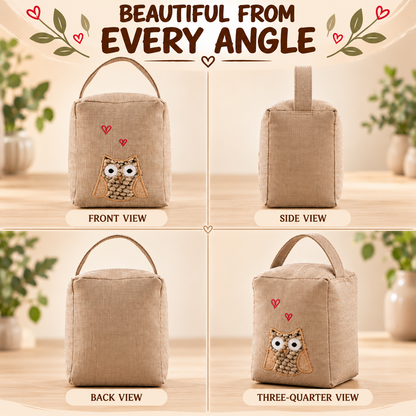 A2Z Owl Beige Applique Square Door Stop 1kg Weighted Home Decorative Ornament