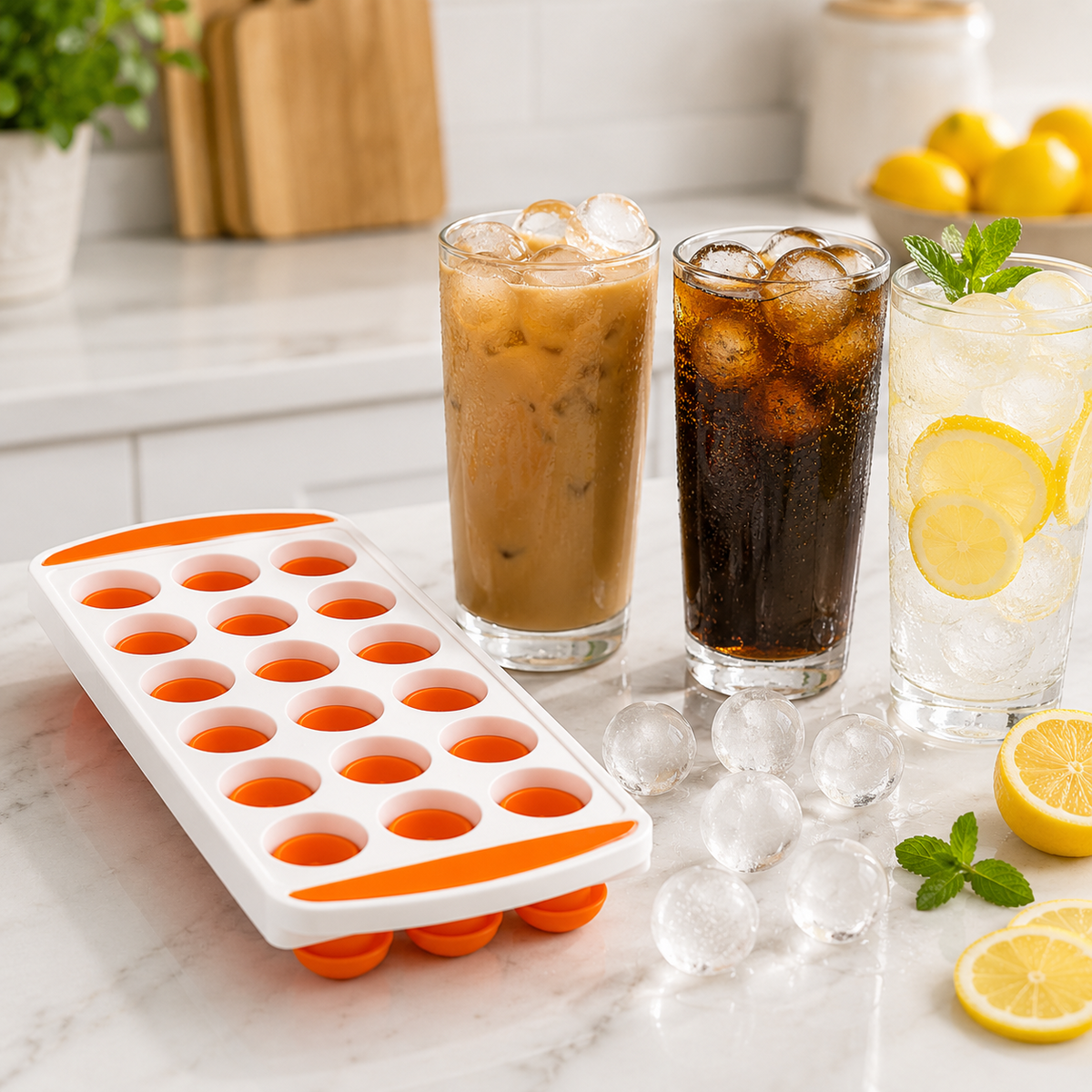 A2Z 21 Cube Ice Tray Silicone Push Up Easy Release Freezer Ice Mould PP TPR