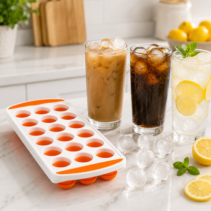 A2Z 21 Cube Ice Tray Silicone Push Up Easy Release Freezer Ice Mould PP TPR