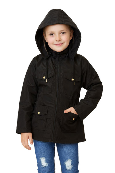 Kids Girls Raincoat Jackets Wind Resistant Lightweight Hooded Waterproof Rainmac