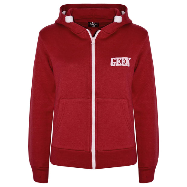 Kids Boys Girls Unisex Jackets Geek Print Fleece Zipper Hooded Hoodie Top Jacket