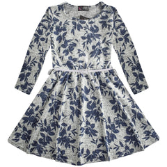 Kids Girls Skater Dress Long Sleeves Knitted Dance Party Fashion Summer Dresses