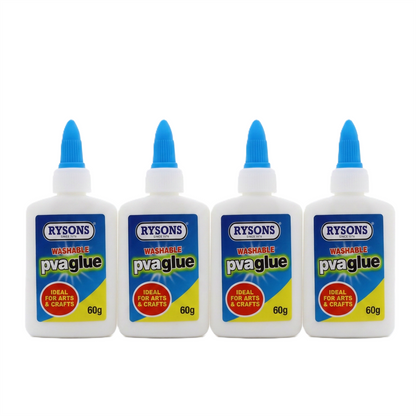 A2Z 4 Pack Washable PVA Glue 60g Strong Craft Adhesive Arts Crafts School DIY