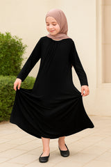 Kids Girls Plain Abaya Modest Muslim Prayer Dress Islamic Jilbab Robe Burkha